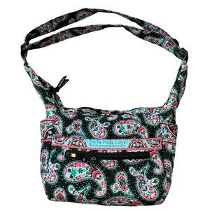 Faith Hope Love Womens Shoulder Bag Black Paisley Floral Quilted Zipper Closure